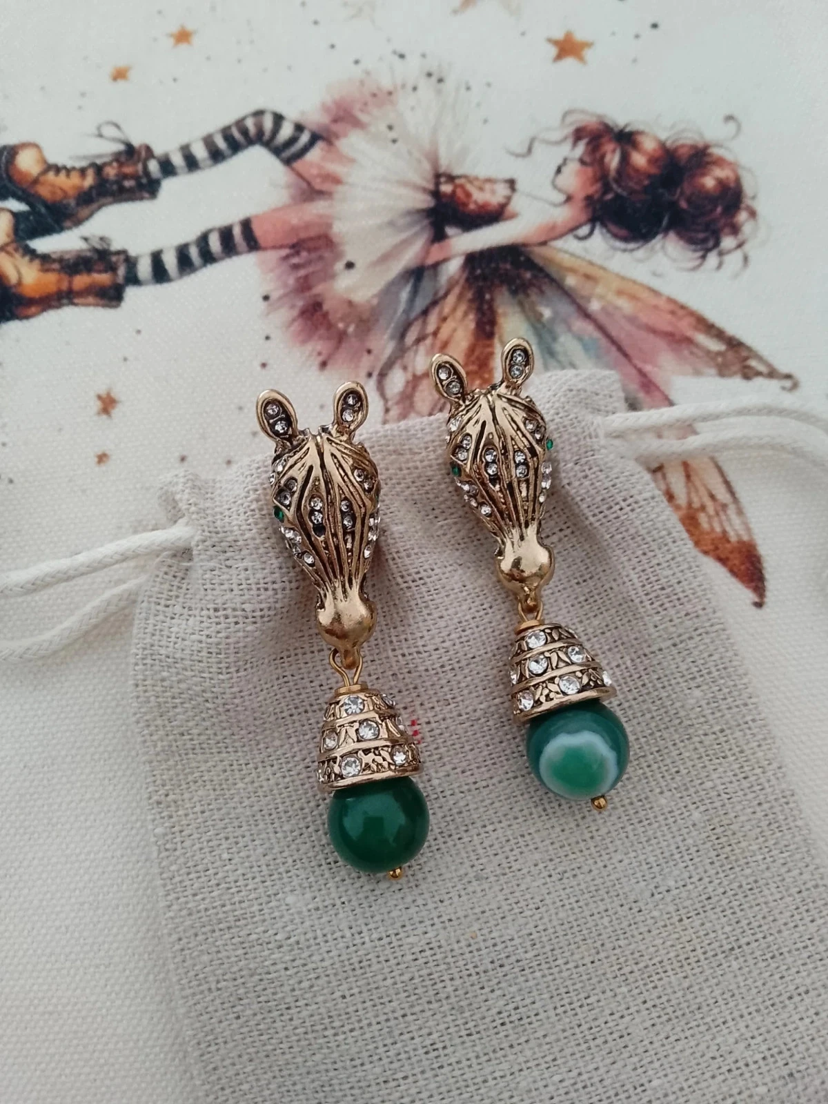 Pendientes de piedras de ágata verde natural – photo 2